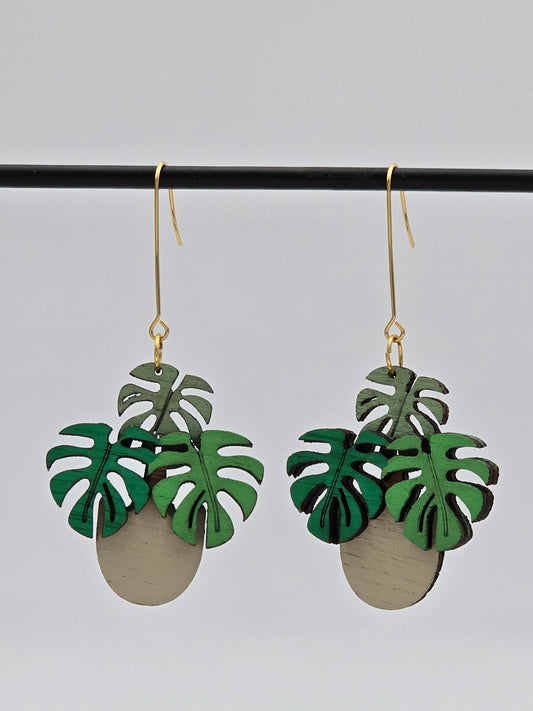 Monstera Plant Earrings