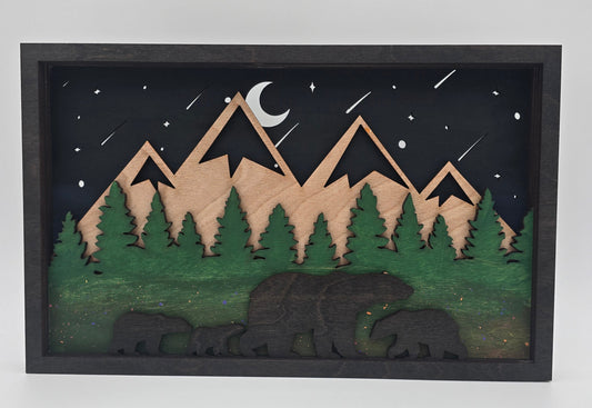 Layered Bear Family with Shooting Stars