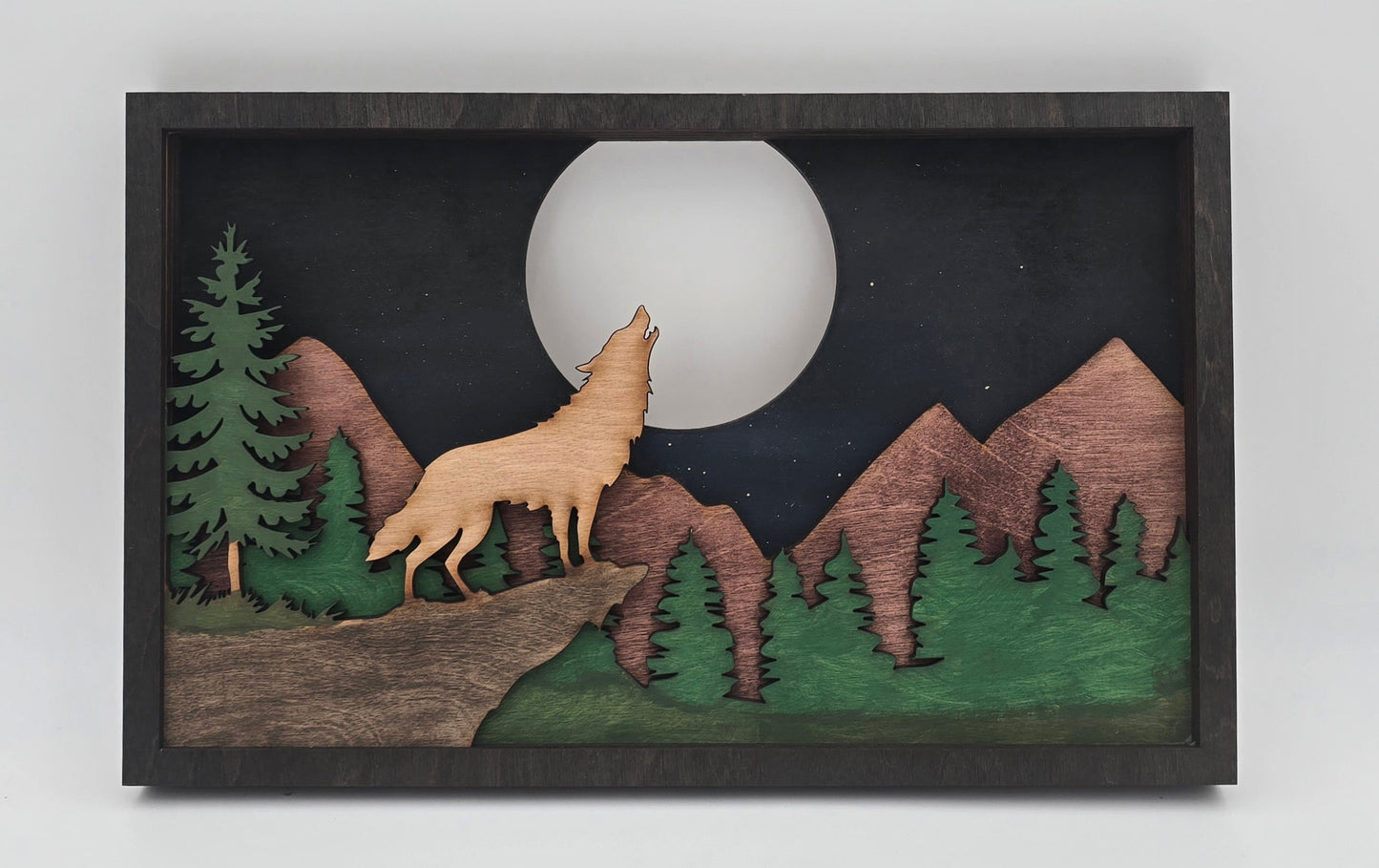 Layered Wolf Howling at Moon